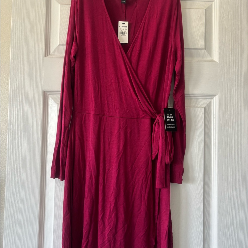 Express Women's Wrap Dress in Maroon